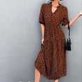 thumbnail image 5 of ClodeEU Women's V-Neck 3/4 Sleeve Bohemian Print Maxi Dress ,Floral Casual Long Dress Coffee,Womens Plus S, 5 of 6