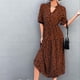 thumbnail image 5 of Vestido maxi largo floral con estampado de línea A de media manga suelta con cuello en V bohemio a la moda para mujer Fridja  qw1310, 5 of 8