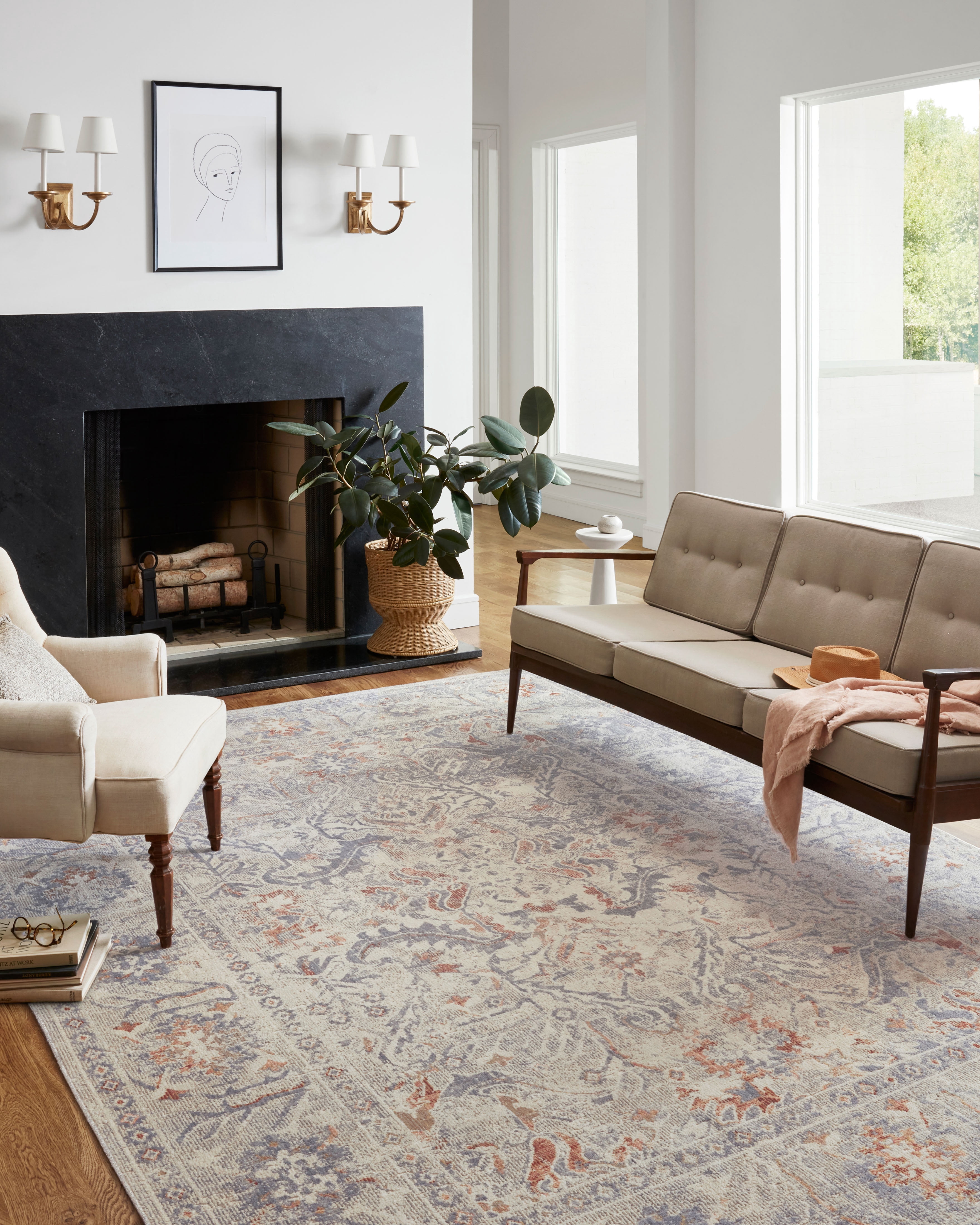 Chris Loves Julia x Loloi Rosemarie Oatmeal/Lavender 5' x 7'-10" Area Rug