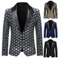 thumbnail image 3 of guisaled Men Sequin Blazer Shiny Stereoscopic Pattern Prom Suit Jacket One Button and Blazers Tuxedo for Wedding Banquet, 3 of 4