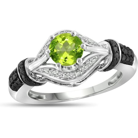 JewelersClub 3/4 Carat T.G.W. Peridot And White Diamond Accent Black Rhodium Plating Sterling Silver Ring