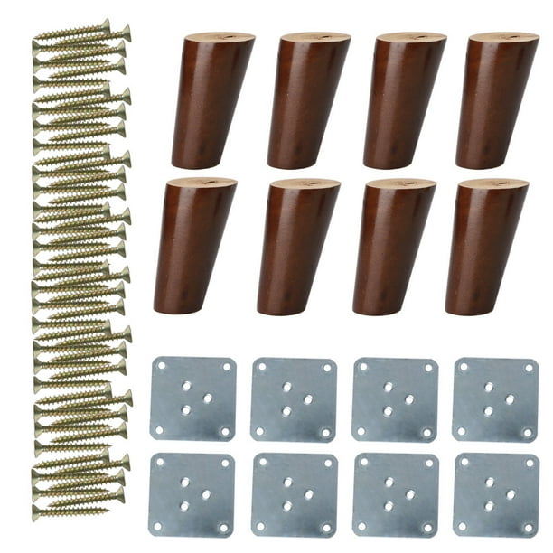 4" Wood Furniture Leg Chair Bench Feet Leg Replacement Adjuster Set of