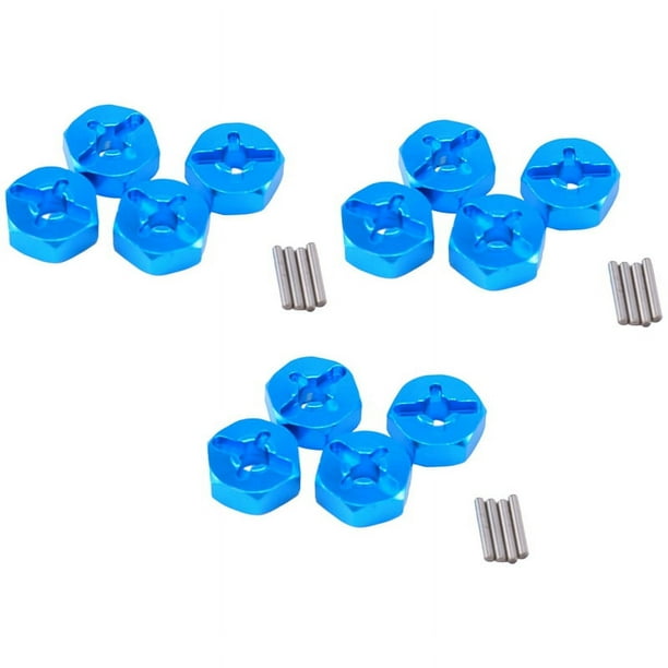 12 Piezas Hexagonal Combiner Wheel Rim Hex 7mm Upgrade 12mm Adaptador de Metal para 1/18 A949 A959 A969 A979 K929 Neumáticos 1/10
