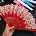 thumbnail image 4 of Airle Hand Held Fan Embroidered Hot Stamping Chinese Style Art Craft Multipurpose Photography Props Exquisite Pattern Dance Retro Folding Hand Fan for Wedding, 4 of 8