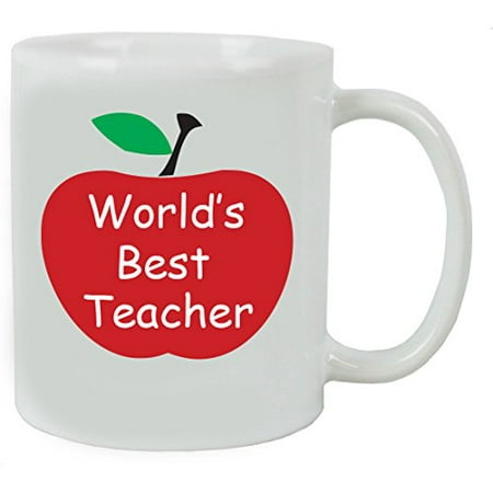 World's Best Teacher 11 oz White Ceramic Coffee Mug with Gift Box - Great Gift for Teachers - Birthday, or Christmas Gifts for