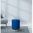 thumbnail image 3 of BirdRock Home Round Velvet Ottoman Foot Stool with Lattice - Blue, 3 of 10