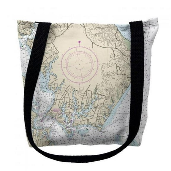 Slomons Island, MD Nautical Map Medium Tote Bag 16x16 - 16 inches x 16 inches