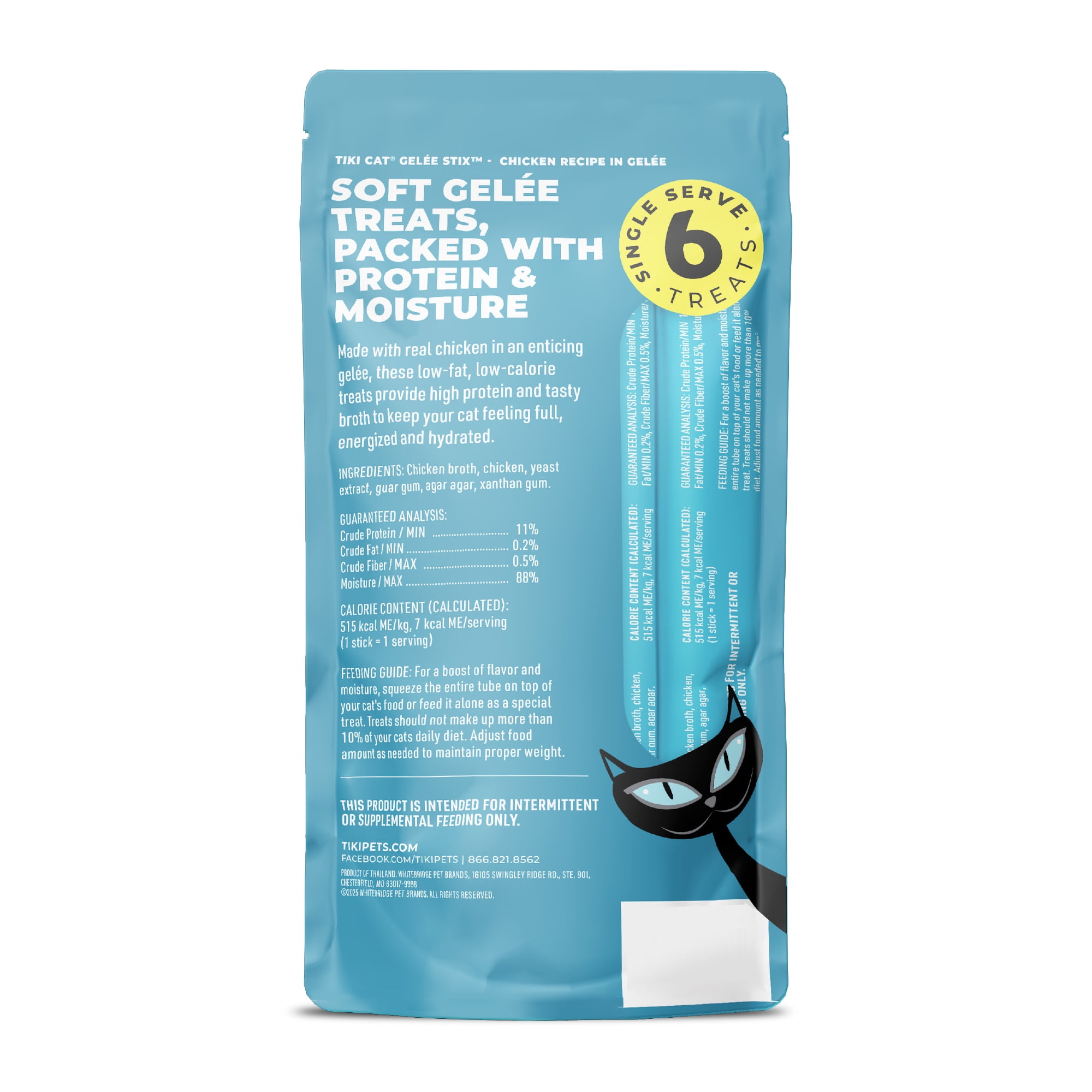 (6 pack) Tiki Cat Stix Gelee Wet Cat Treats, Chicken, 3 oz. Pouch