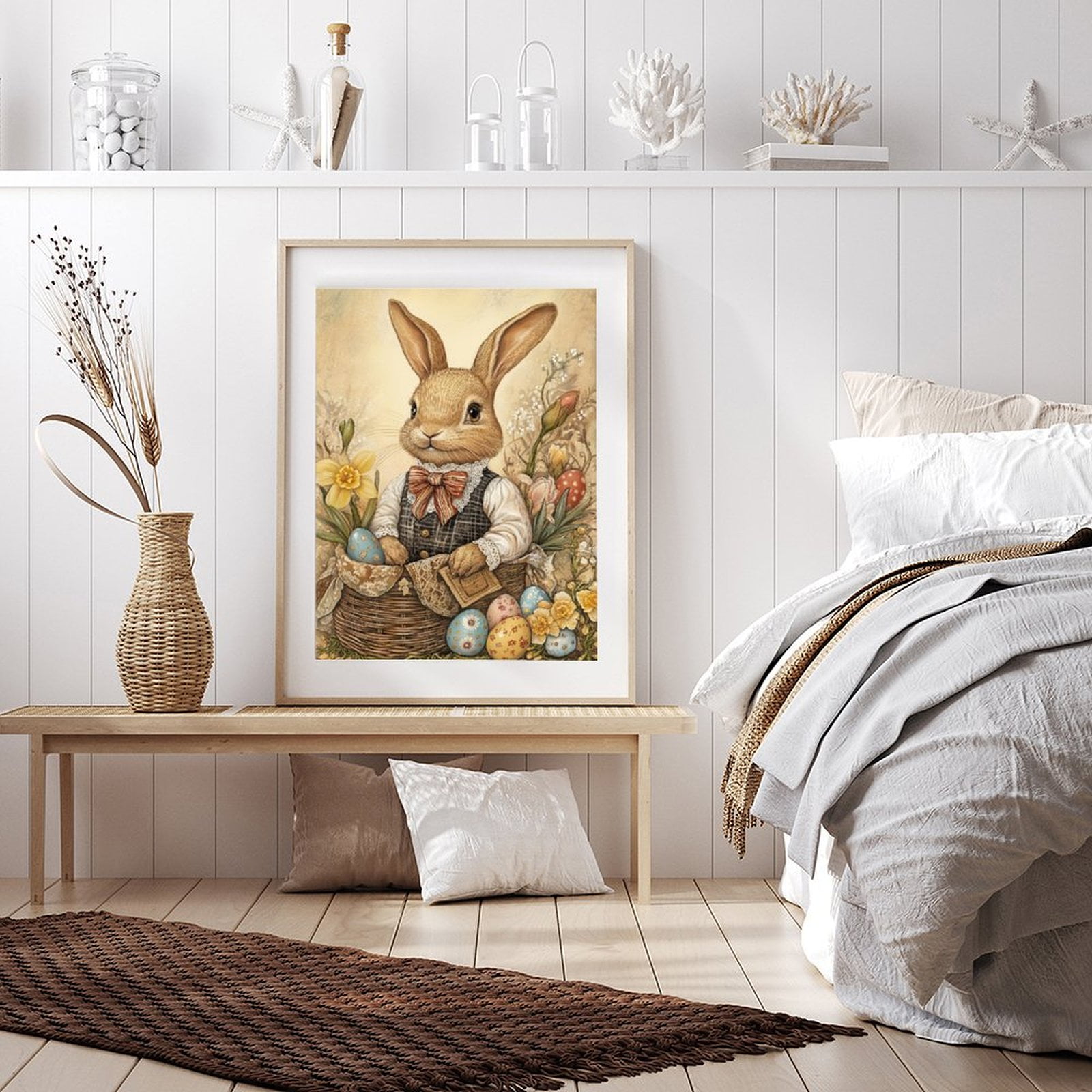 Diamond Art Kit for Adults, Easter Bunny Basket Spring Scene Diamond Painting for Adults Beginners, 5D DIY Diamond Art Painting Kits, Colorful Diamond Painting Craft for Home Decor 12x16