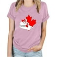 thumbnail image 2 of Womens Casual Short Sleeve Basic Summer Tee Tops Canada Day Maple Leaf Print Blouse Round Neck T Shirt, 2 of 9