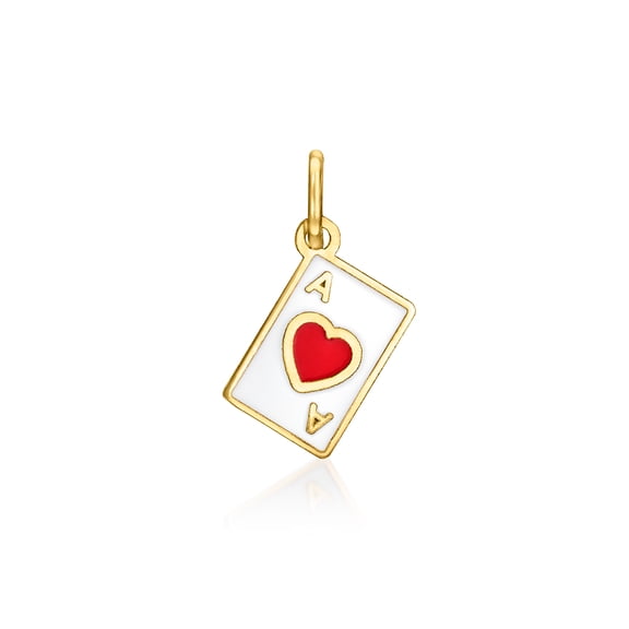 Pure Collection by Ross-Simons Italian Multicolored Enamel Ace Of Hearts Card Charm in 14kt Yellow Gold, Women's, Adult