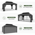 thumbnail image 5 of Aoxun 12 ft. x 16 ft. Outdoor Hardtop Gazebo, Galvanized Steel Double Roof Gazebo with Curtain and Netting, 5 of 9