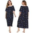 thumbnail image 7 of Women's Plus Size Nightgowns Floral Printed Long Sleepdress Lace Trimmed Neckline Nightshirts Soft Nightgowns Comfy Short Sleeve Ladies Sleepwear Gown, 7 of 7
