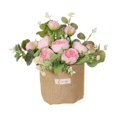 thumbnail image 1 of Adorno de flores colgantes artificiales flores en macetas artificiales flores falsas con una bolsa de arpillera para la oficina de cocina de la boda Rosa, 1 of 9