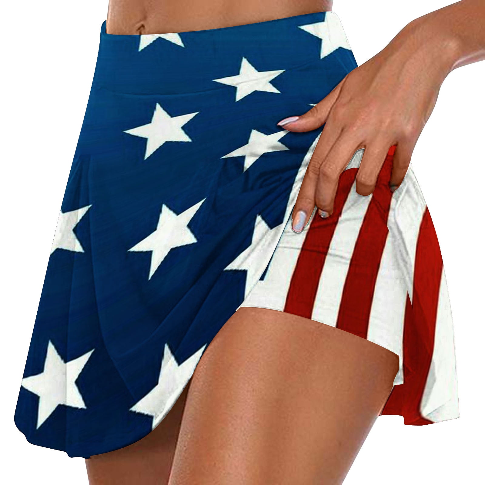 Tennis Skirt for Women Stretchy High Waisted Star Stripes Print ...