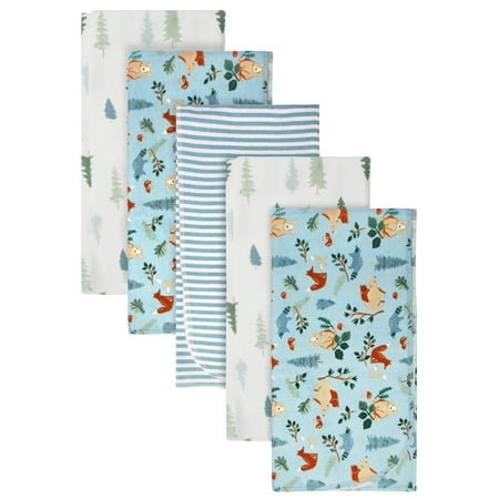 Modern Moments by Gerber Baby & Toddler Boy Flannel Blankets, 5-Pack, Blue Bears