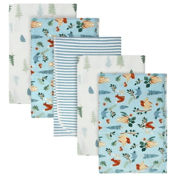 Modern Moments by Gerber Baby & Toddler Boy Flannel Blankets, 5-Pack, Blue Bears