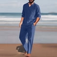 thumbnail image 2 of MSJUHEG Mens Sweatpants Long Sleeve Shirts For Men Men Pieces Set Henley Shirt Long Sleeve And Casual Beach Pants Summer Yoga Outfits Lounge Sets For Women Blue L, 2 of 9