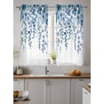thumbnail image 2 of Eucalyptus Blue Tier Curtains 45 Inch Length,Sheer Curtains for Bedroom Living Room Window, Farmhouse Leaves Summer Spring Rod Pocket Voile Drapes Kitchen Curtains for Small Window 27.5"x45" 2 Panels, 2 of 7