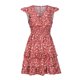 thumbnail image 4 of Mini vestido de manga con volantes y estampado froral con cuello en V informal de verano para mujer a la moda Fridja  hj3763, 4 of 8