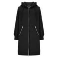 thumbnail image 3 of Gytharion Long Coat for Women Fall Winter Fleece Lined Warm Trench Coat Long Sleeve Full Zip Up Hooded Overcoat Lightweight Loose Comfy Windproof Outwear with Pockets, 3 of 5