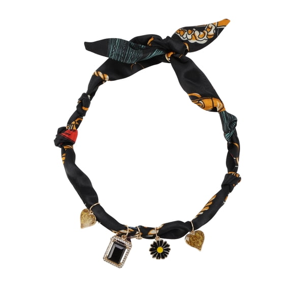 Unique Bargains 1 Pc Durable Scarf Necklace with Charm Adjustable Tie Statement Choker for Women Black Brown
