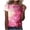 #286-Pink, variant on AUNVITO Women's Carnival Print T-shirt Loose Fit Round Neck Short Sleeve Casual and Festive Style