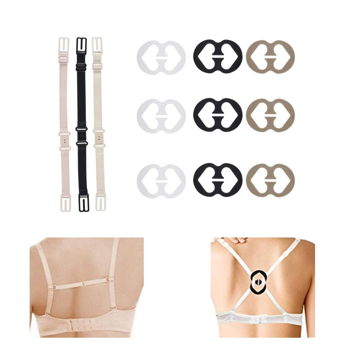 Fordawn 3 Pack Nonslip Women's Elastic Bra Strap Holder with 12 Bra