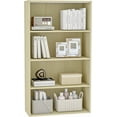 thumbnail image 6 of Four-Tier Living Room Bookshelf, Small Bookcase with 3 Shelves for Small Spaces, Standing Display Bookshelf with Storage, Book Shelves for Bedroom, Office, Milky White, 6 of 6