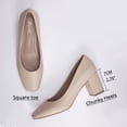 thumbnail image 5 of Zhabtu Block Heels Pumps for Women,Chunky High Heels Closed Square toe Shoes Nude Size 8, 5 of 6