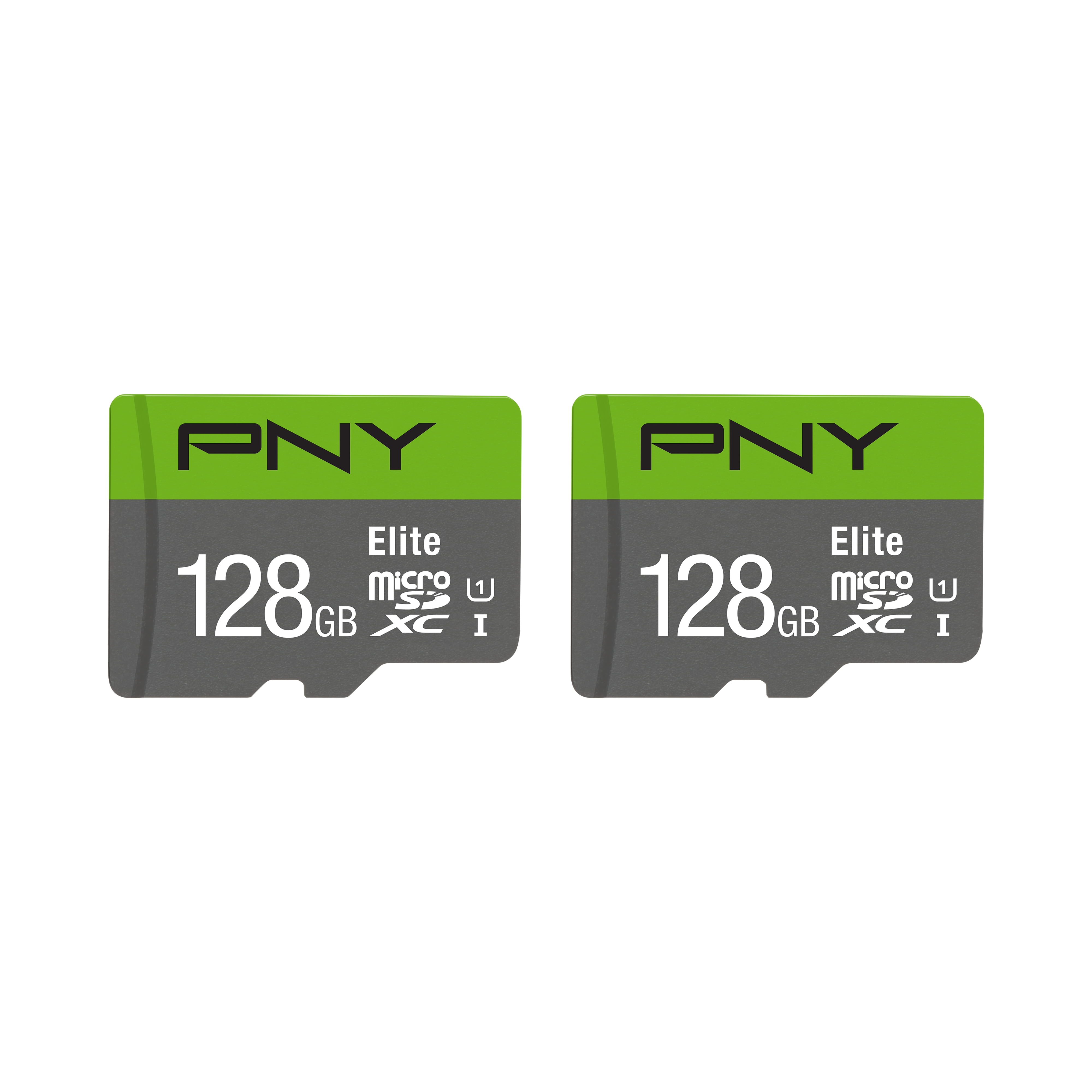 PNY 128GB Elite Class 10 U1 microSDXC Flash Memory Card 2Pack 100MB/s, Full HD, UHSI, micro