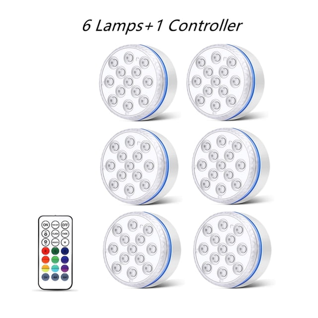 Updated Submersible LED Lights With Remote Underwater Pool Light IP68 Magnet 13 LED Bright Lamp RGB For Pond/Pool/Aquarium ,Easy to Install