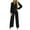 Black, variant on HVOBTTY Two Piece Blazer Sets for Women, Women's Fall Outfits Set, Women's Solid Color Long Sleeve Buttoned Blazer Jacket and Stright Leg Long Pants Suit Set Black, L