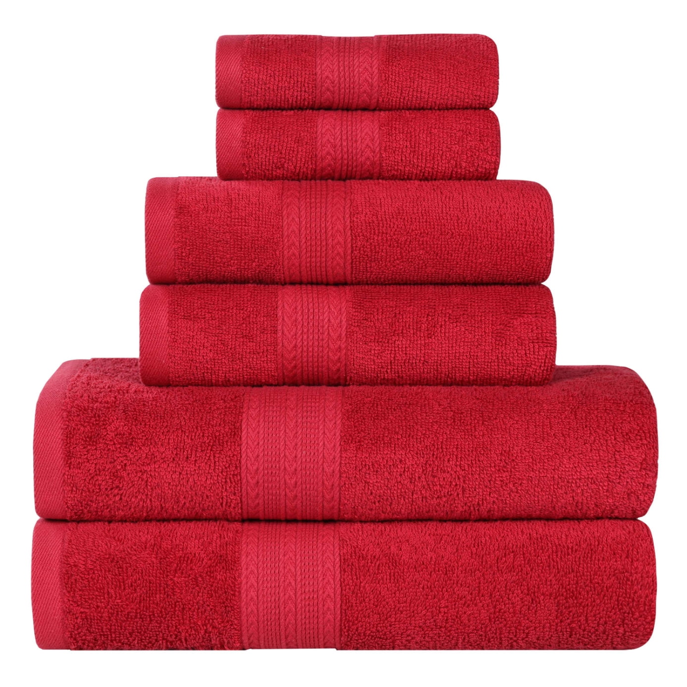 Superior Eco-Friendly Cotton Solid 6-Piece, Cranberry, Towel Set