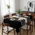 thumbnail image 6 of Black Beige Striped Table Cloth Waterproof Tablecloths, Modern Farmhouse Retro Lines Tablecloth Dining Table Cover for Kitchen Party Tabletop Outdoor, Rectangle Tablecloth 52x70 Inch, 6 of 9