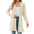 thumbnail image 2 of Baqcunre Cardigan Sweaters For Women Lightweight Women's Cropped Knitted Sarment Cardigan Sweater Bolero Open Front Long For Sweater Coat Fleece Jacket Womens Fall Fashion 2023 Beige XXL, 2 of 7