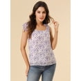 thumbnail image 3 of INSPIRE CHIC Blusa floral sin mangas de gasa con correa de decoración de pajarita sin mangas para mujer Lavanda L, 3 of 6