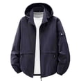 thumbnail image 7 of LYSMORA Mens Hooded Softshell Jacket Cargo Sleeve Pocket Zipper Side Pockets Elastic Cuff Windproof Daily Outdoor Coat, 7 of 7