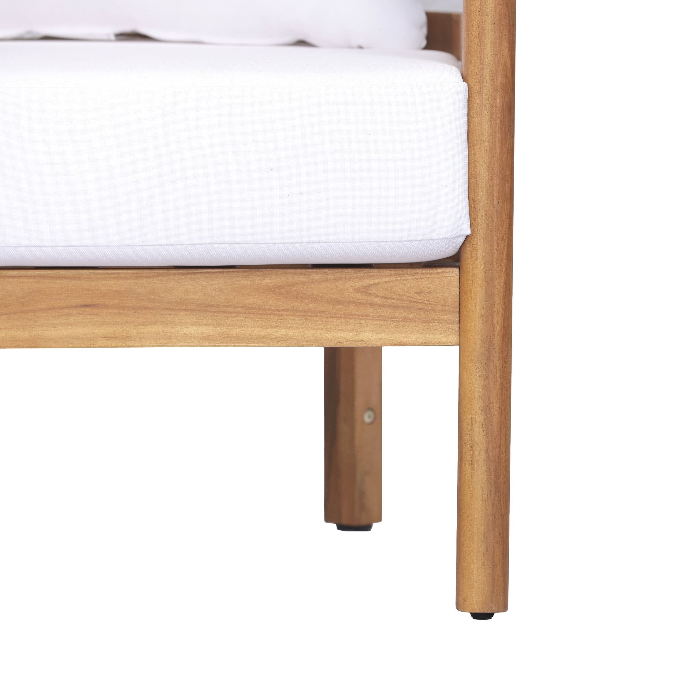 Christopher Knight Home Acacia Wood Outdoor 3-Seater Sofa with Water Resistant Cushions, Teak+White