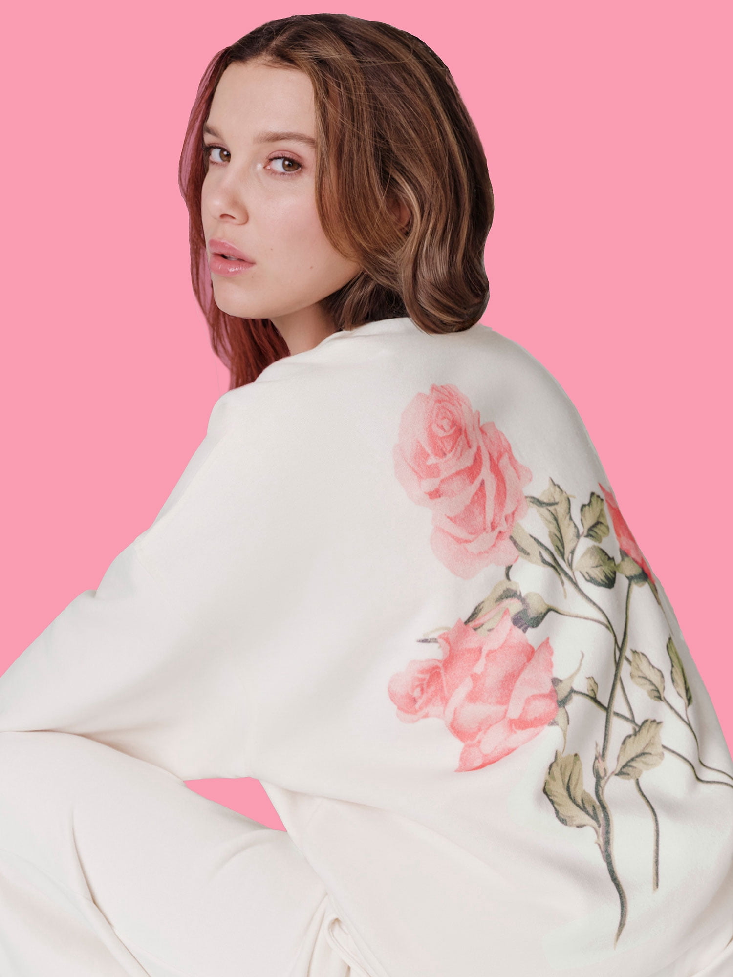 Mills by Millie Bobby Brown Women's Crew Neck Fleeced Terry Sweatshirt, Sizes XXS-XXL