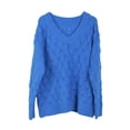 thumbnail image 2 of Diconna Ladies Sweater Hollow Feather Pattern Long Sleeve V Neck Knitted Sweater, 2 of 5