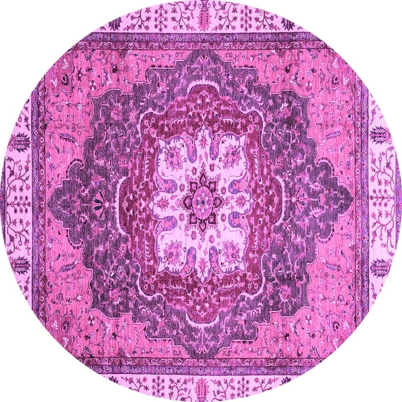 Ahgly Company Indoor Round Abstract Purple Modern Area Rugs, 8' Round