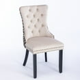 thumbnail image 2 of Set of 2 Classic Velvet Dining Chairs High-End Tufted, Solid Wood Frame, Upholstered Style with Sturdy Wood Legs, Nailhead Trim Ideal for Dining Room, Kitchen, Home Dining, Beige, Patterned, 2 of 9