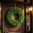 thumbnail image 4 of 18in Diameter Artificial Boxwood Flower Wreath, Realistic Faux Greenery Wreath for Front Door, Wall, Window & Farmhouse Decor, Year-Round UV-Resistant Outdoor Greenery Ornament, 4 of 5