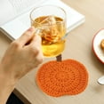 thumbnail image 4 of Handmade Crochet Pumpkin Coaster, Polyester Beverage Mat for Thanksgiving Halloween Table Decor, Set of 1 Fall Harvest Party Supply(B), 4 of 6