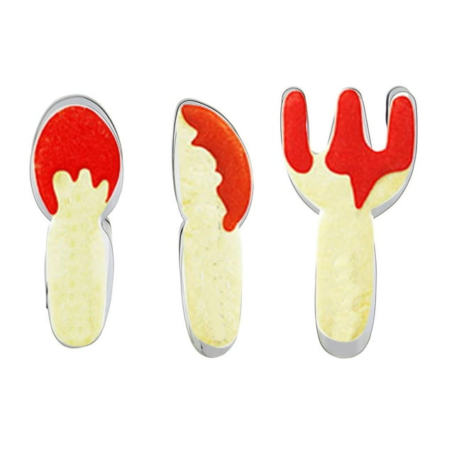 Cqxid Moule à Gâteau Ensemble de Vaisselle Fourchette Cuillère Couteau en Acier Inoxydable 3 Pcs