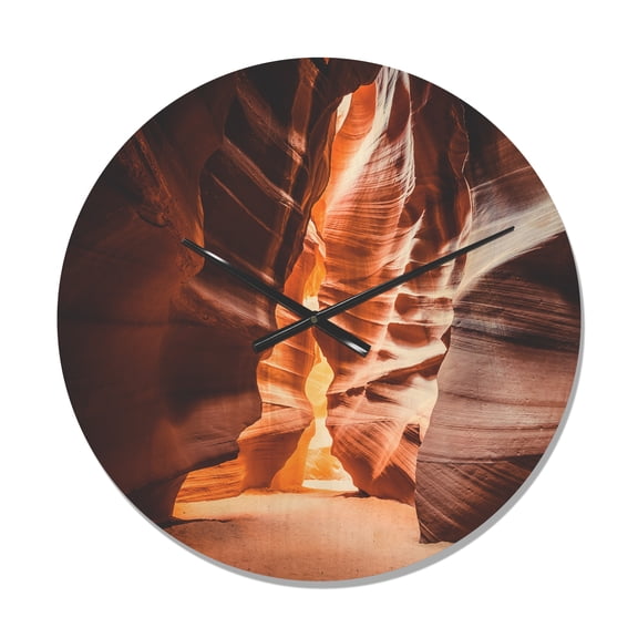 Designart 'Antelope Canyon in Sunshine Landscape' Modern Wood Wall Clock
