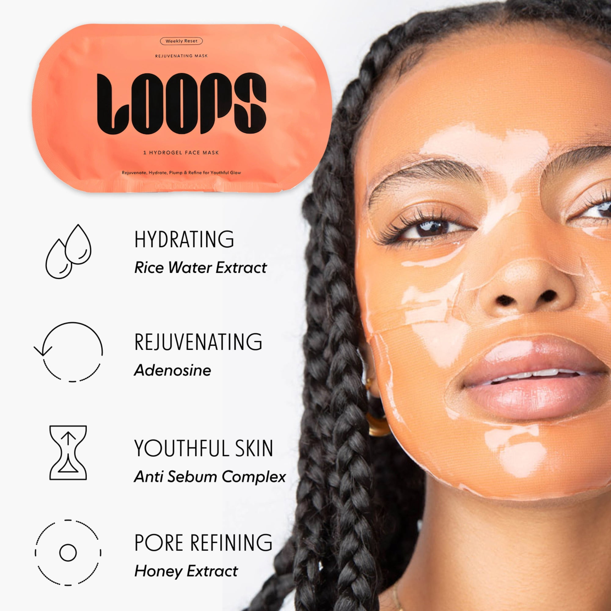 LOOPS Weekly Reset Rejuvenating Hydrogel Face Mask, 30g