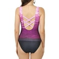 thumbnail image 4 of Jacenvly 2024 Womens One-Piece Swimsuit Comfortable Ladies Retro Print Fitting Bikini Women's Piece Swimsuit Multicolor Fashion Womens Swimwear Plus Size Purple, 4 of 9