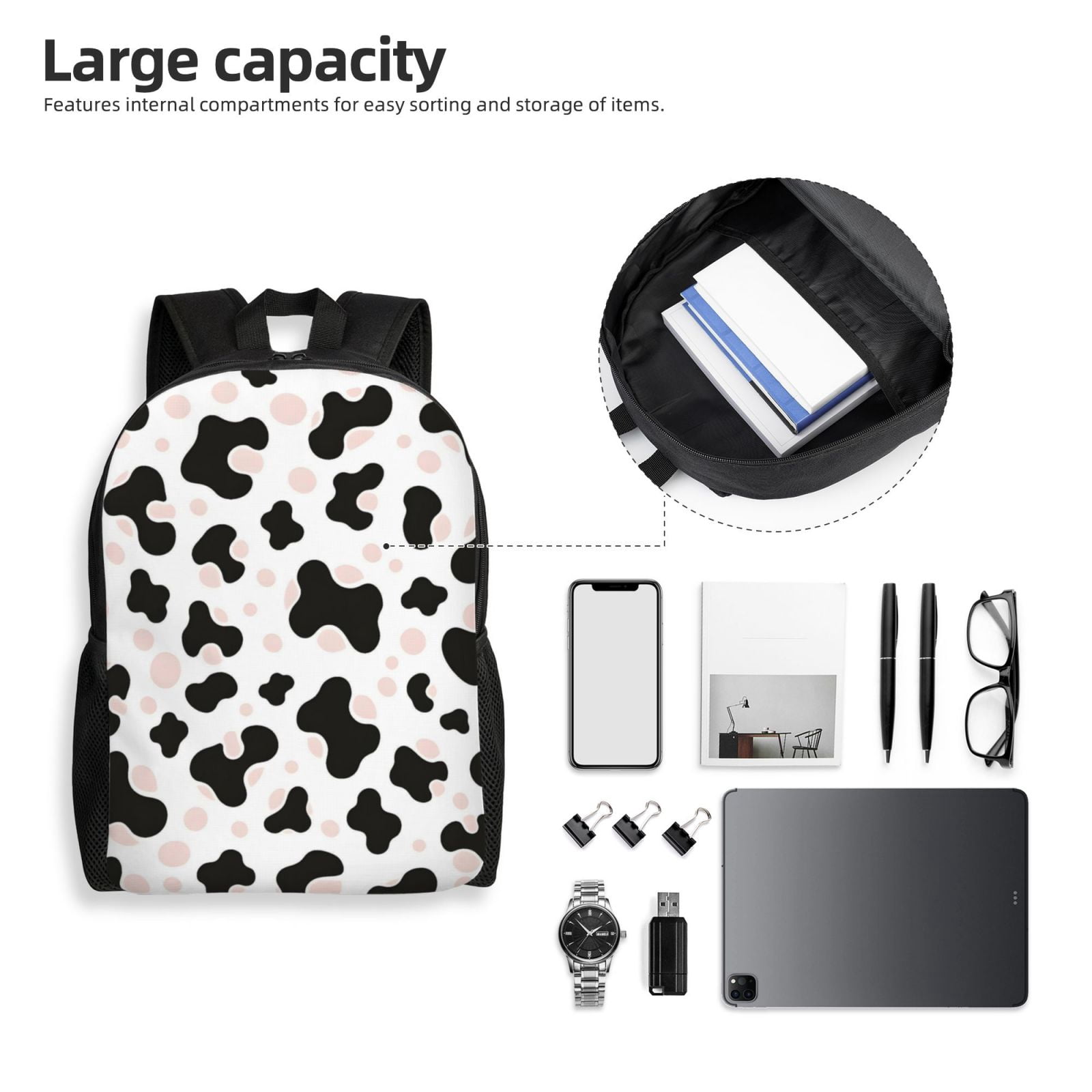 Single Side Full Backpack 16.1×11.8×4.5in Large Capacity Breathable Shoulder Belt Leisure Simple And Strong Bearing Capacity Simple Cow-Print Pattern1_1